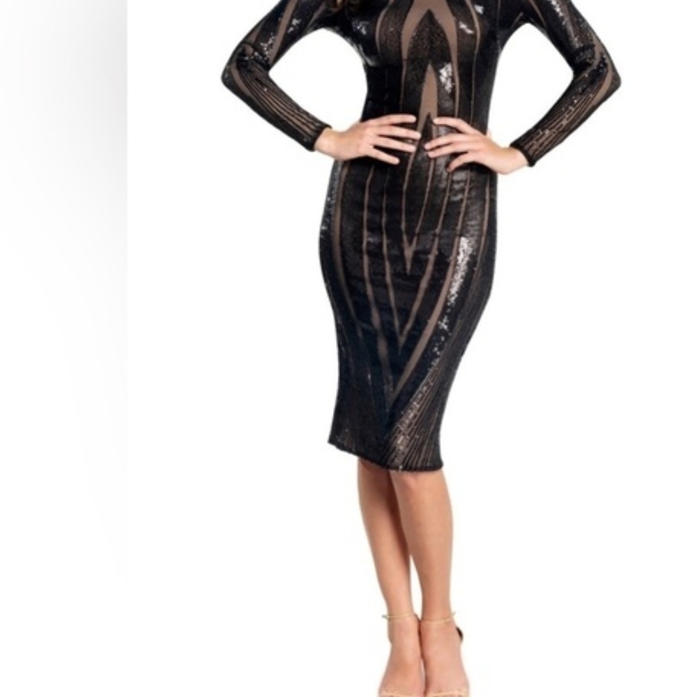 Dress The Population Elegant Black Sequin Dress